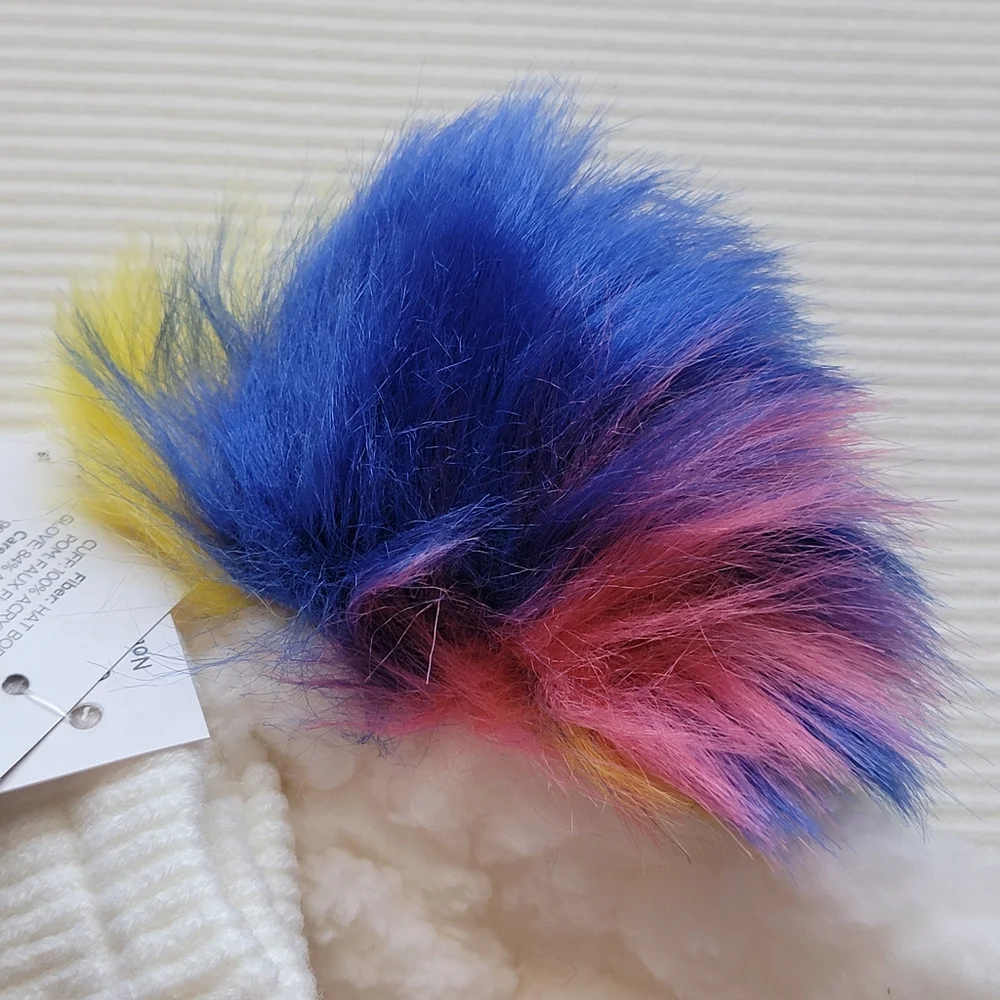 Fuzzy Rainbow Sequin Heart Hat and Glove Set